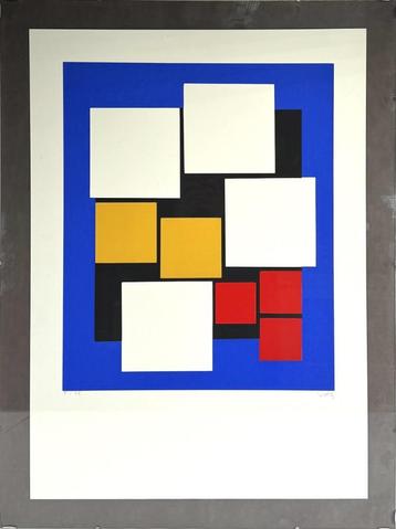 Zeefdruk Siep van den Berg, geometrische compositie, 1980 beschikbaar voor biedingen