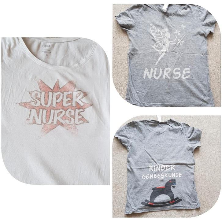 T-shirt wit grijs maat m verpleegkundige held tshirt nurse, Kleding | Dames, T-shirts, Gedragen, Maat 38/40 (M), Korte mouw, Verzenden