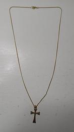 Gouden ketting 14 karaat 585. Met kruis  Zie foto's, Ophalen, Zo goed als nieuw, Goud, Goud