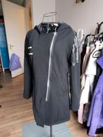 Zwarte jas met leren details, maat L (valt als S/M), Ophalen of Verzenden, Zo goed als nieuw, Maat 38/40 (M), Zwart