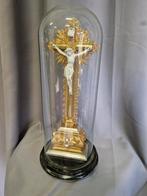 Gouden crucifix met stolp, Antiek en Kunst, Antiek | Religie, Ophalen of Verzenden