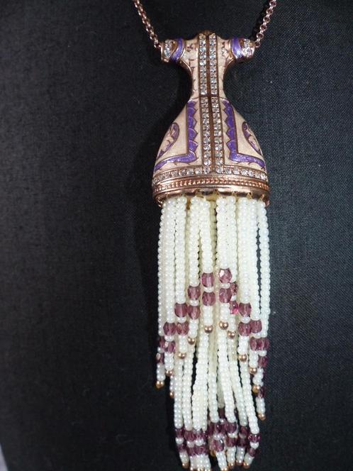 Prachtig Handgemaakt Verguld Zilveren Collier - Jurkje, Sieraden, Tassen en Uiterlijk, Antieke sieraden, Ketting, Zilver, Verguld