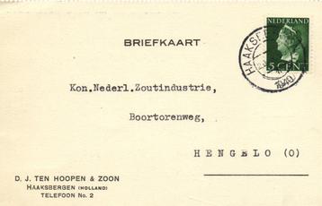 D.J. ten Hoopen + Zoon, Haaksbergen - 09.1940 - briefkaart beschikbaar voor biedingen
