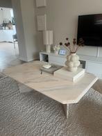 Beige marmeren salontafel, Huis en Inrichting, Tafels | Salontafels, Ophalen, 100 tot 150 cm, Rond, 50 tot 100 cm