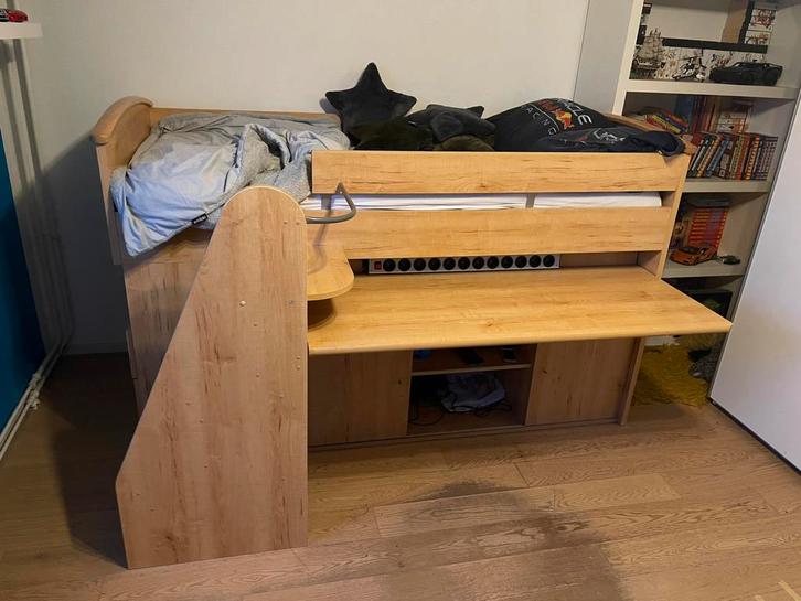 Half hoog slaper Gautier, Kinderen en Baby's, Kinderkamer | Bedden, Gebruikt, 180 cm of meer, 100 cm of meer, Lattenbodem, Ophalen