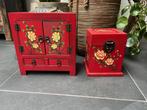 chinese sieraden kastjes kist chinees set handbeschilderd, Minder dan 50 cm, Minder dan 50 cm, Gebruikt, Minder dan 50 cm