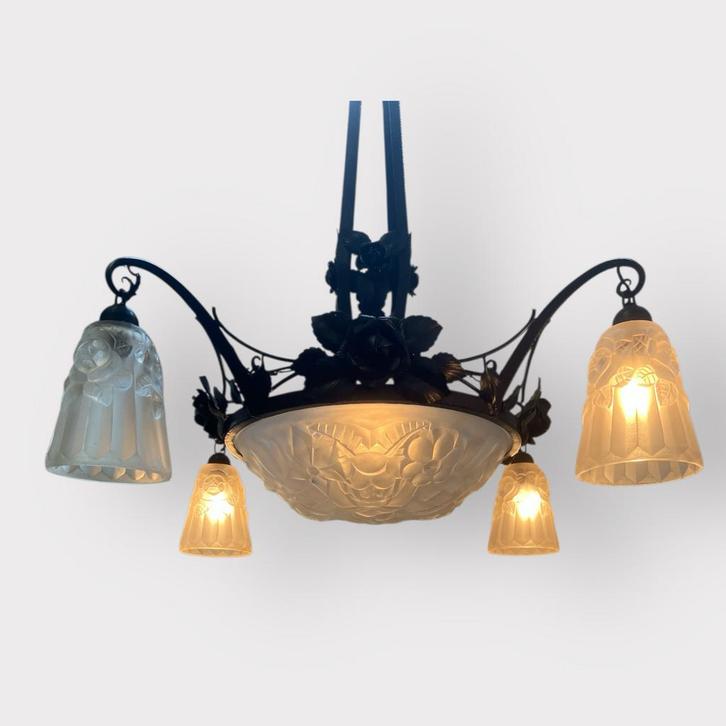 Art Deco Degue Hanglamp, 1920-1930 Parijs, Antiek en Kunst, Antiek | Lampen, Ophalen