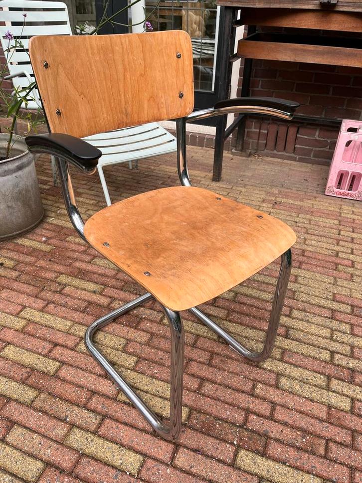 Gispen Eetkamerstoel - Vintage Design, Huis en Inrichting, Stoelen, Gebruikt, Eén, Hout, Bruin, Ophalen of Verzenden