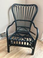 Zwarte rotan lounge stoel, Huis en Inrichting, Stoelen, Ophalen, Zwart, Riet of Rotan, Zo goed als nieuw