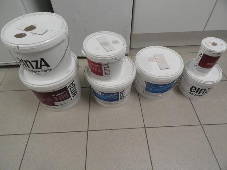 PARTIJ EINZA GARANT MUURVERF LATEX DIVERSE KLEUREN, Doe-het-zelf en Verbouw, Verf, Beits en Lak, Nieuw, Verf, 5 tot 10 liter, Overige kleuren