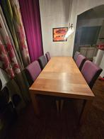 Uitschuifbare eettafel met 6 stoelen, Huis en Inrichting, Tafels | Eettafels, Ophalen, Gebruikt, Rechthoekig, 50 tot 100 cm