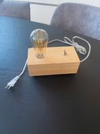 Mooie, houten tafellamp (inclusief LED-filamentlamp), Minder dan 50 cm, Industrieel, Ophalen of Verzenden, Zo goed als nieuw