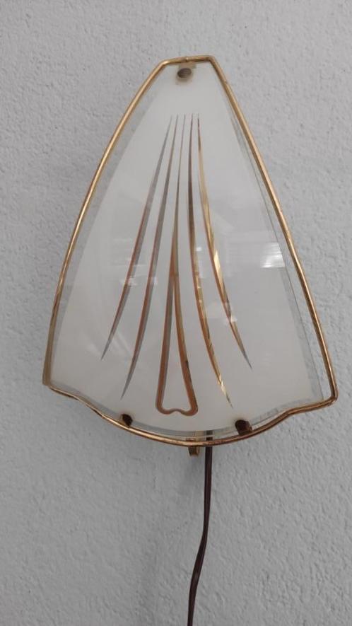Vintage wandlamp messing 24 cm, Huis en Inrichting, Lampen | Wandlampen, Gebruikt, Glas, Metaal, Ophalen of Verzenden