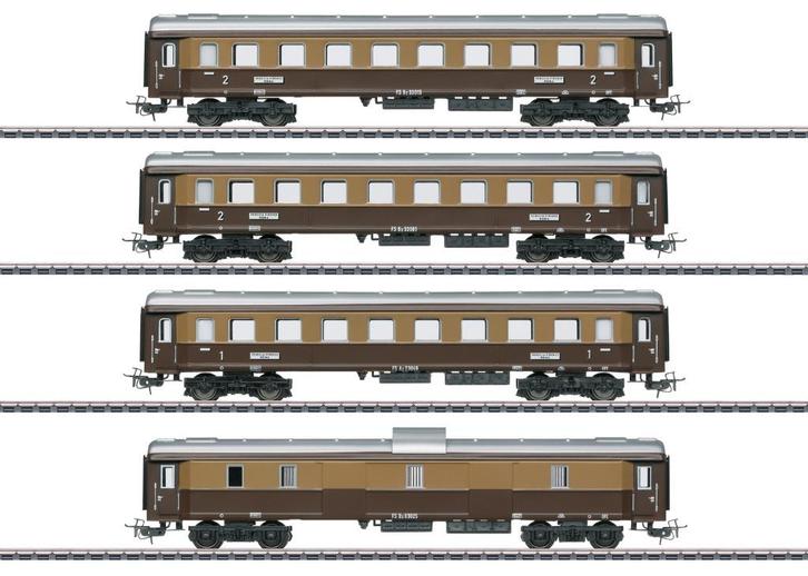 Märklin 40360 Set Italiaanse sneltreinrijtuigen "Tin Plate", Hobby en Vrije tijd, Modeltreinen | H0, Nieuw, Wagon, Wisselstroom