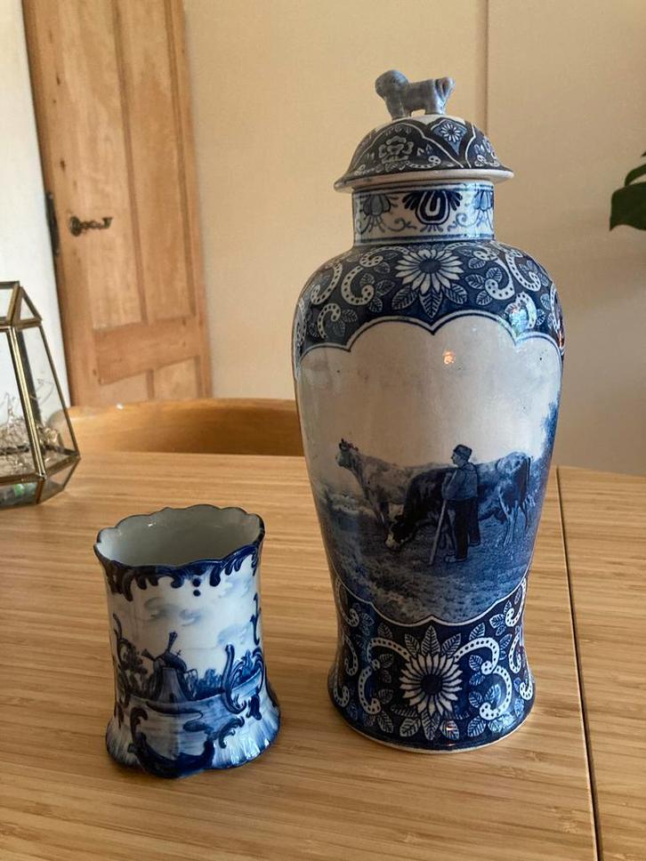 Delfts Blauw Vaas & Potje - Beschadigd, Antiek en Kunst, Antiek | Keramiek en Aardewerk, Ophalen
