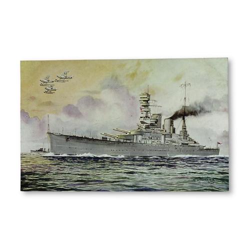 Postkaart Brits slagschip H.M.S. Barham, Verzamelen, Ansichtkaarten | Themakaarten, Ongelopen, 1920 tot 1940, Voertuig, Ophalen of Verzenden