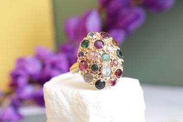 Sparkle l 14 Karaat Gouden Ring met Edelstenen beschikbaar voor biedingen
