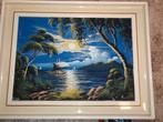 Origineel antiek schilderij "Indonesische Golf bij laagstaan, Antiek en Kunst, Kunst | Schilderijen | Klassiek, Ophalen of Verzenden