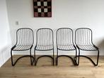 Gastone Rinaldi retro draadstoel 4x, Gebruikt, Zwart, Vier, Metaal