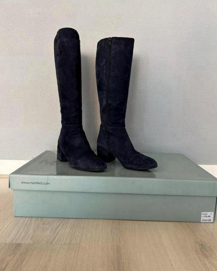 MANFIELD Dames Knielaarzen Maat 37- Blauw, Kleding | Dames, Schoenen, Zo goed als nieuw, Hoge laarzen, Blauw, Ophalen
