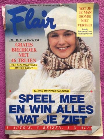 Flair oktober 1987 nr 43 met breiboek met 46 truien beschikbaar voor biedingen
