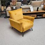 Fauteuil Siena fluweel geel, Ophalen, Minder dan 75 cm, Zo goed als nieuw, Stof