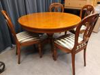 Klassieke eethoek, ronde tafel 120 cm + 4 stoelen, Huis en Inrichting, Complete eetkamers, Ophalen, Gebruikt, 4 tot 6 stoelen