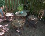 Prachtige antieke brocante smeedijzeren tuinset. Bistroset, Antiek en Kunst, Ophalen