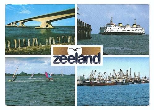 38993	Zeeland	1988 Brug Veerboot Vissersvloot	 Gelopen met p, Verzamelen, Ansichtkaarten | Nederland, Gelopen, Zeeland, Ophalen of Verzenden
