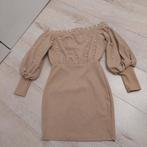Prachtige jurk met parels creme/bruin draagmaat 158 164, Bruin, Ophalen of Verzenden, Zo goed als nieuw, Maat 34 (XS) of kleiner