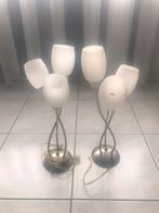 Twee dezelfde schemerlampen RVS., Huis en Inrichting, Lampen | Tafellampen, Ophalen of Verzenden, Zo goed als nieuw, Minder dan 50 cm