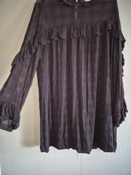 Aparte tuniek met ruches HM 44 zwart, Kleding | Dames, Blouses en Tunieken, Zo goed als nieuw, Maat 42/44 (L), Zwart, Ophalen of Verzenden