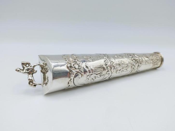 Groot zilveren mesheft, pseudokeuren, 19e eeuws., Antiek en Kunst, Antiek | Goud en Zilver, Zilver, Verzenden