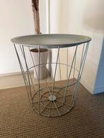 Beige Metalen Bijzettafel Opbergmand, Huis en Inrichting, Minder dan 55 cm, Metaal of Aluminium, Rond, Nieuw