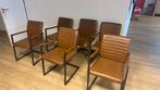 6 Industriële Stoelen met Armleuningen, Ophalen, Gebruikt, Bruin, Metaal