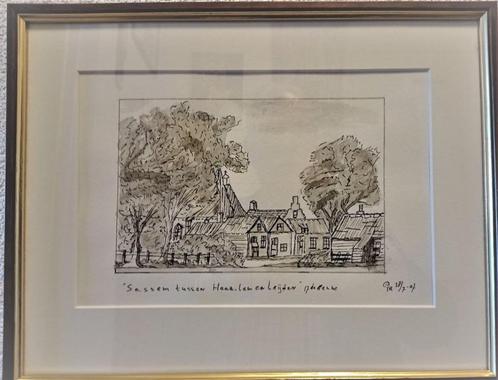SASSENHEIM ZEEFDRUK IN EEN PASSE PARTOUT IN EEN OMLIJSTING, Antiek en Kunst, Kunst | Litho's en Zeefdrukken, Ophalen of Verzenden