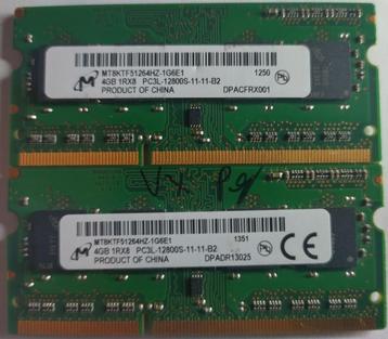 8GB DDR3 2x4GB PC3L-12800 Micron 1600Mhz Sodimm 1250 1351 beschikbaar voor biedingen