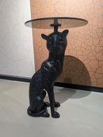 Panter bijzettafel met glazen blad, Huis en Inrichting, Tafels | Bijzettafels, Ophalen, Minder dan 55 cm, Rond, Modern