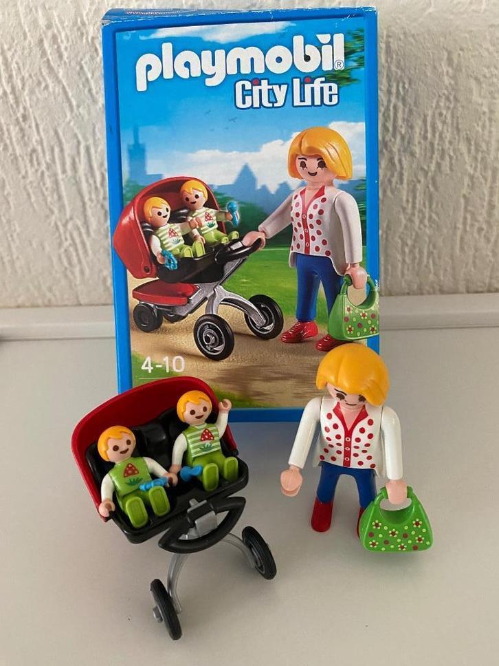 Playmobil City Life 5573. Moeder met tweeling in kinderwagen, Kinderen en Baby's, Speelgoed | Playmobil, Zo goed als nieuw, Complete set