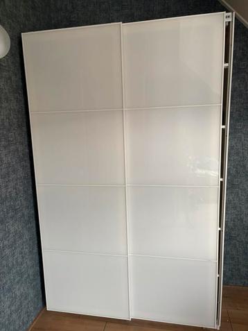 Schuifdeur, set van 2, hoogglans wit,150x236 cm