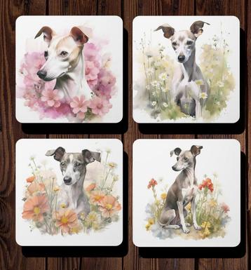 Italiaans Windhondje Aquarel onderzetters met houder beschikbaar voor biedingen