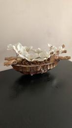 Schelpenvaas incl bloemen, Overige kleuren, Ophalen of Verzenden, Minder dan 50 cm, Glas