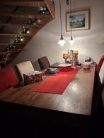 Teak eettafel met 6 stoelen (200x98), Ophalen, Gebruikt, 200 cm of meer, 50 tot 100 cm