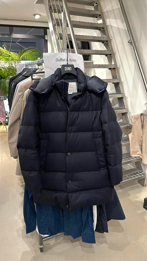 Woolrich donkerblauwe100% wollen parka met capuchon maat M, Kleding | Heren, Jassen | Winter, Gedragen, Maat 48/50 (M), Blauw