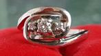 585 Witgoud Ring met 3 Diamanten (Certificaat), Verzenden, Wit, Nieuw, Kleiner dan 17