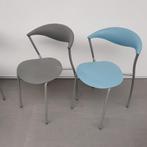 set van 10 Brune Dreki kunststof kantinestoelen-blauw+grijs, Ophalen of Verzenden, Blauw, Kunststof