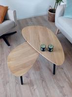 Kiezel vorm salontafel set massief eiken met verjonging, Ophalen, 50 tot 100 cm, Zo goed als nieuw, Minder dan 50 cm