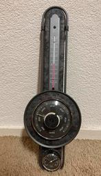 Retro weerstation (+ losse thermometer) met leather look, Ophalen of Verzenden, Nieuw, Weerstation