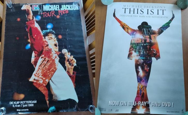2 Michael Jackson posters Pepsi Tour 1988 en This is it 2009, Verzamelen, Posters, Gebruikt, Muziek, Deurposter of groter, Rechthoekig Staand