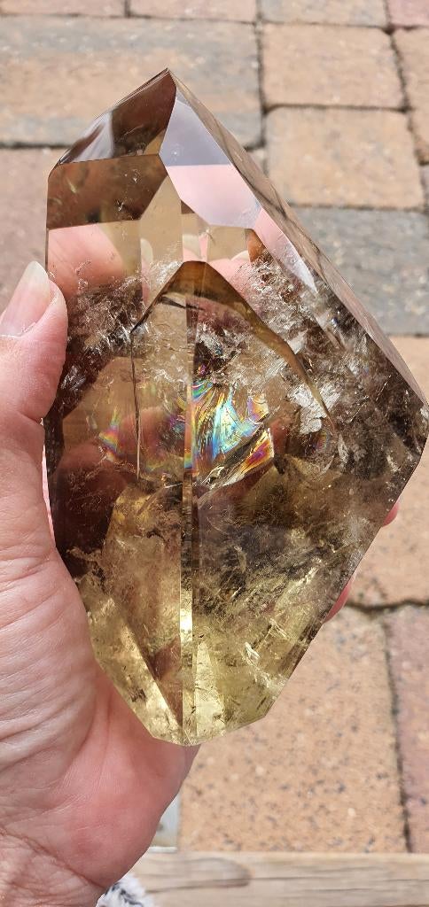 Champagne kwarts Goud en indium coating Zeldzaam!!! 880 gr, Ophalen of Verzenden, Mineraal